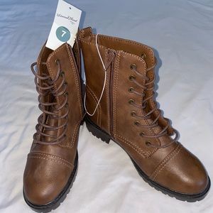 Women’s brown combat boots